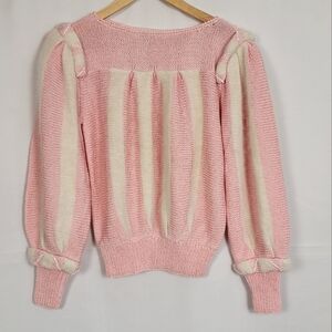 Vintage Pink & Cream Women's Sweater #3006
